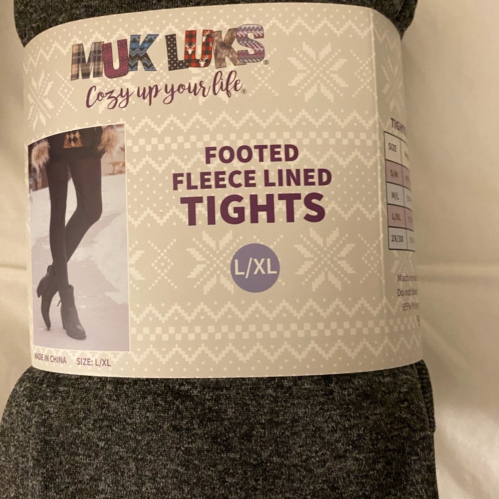 New, Muk Luks 2 pack fleece footed tights.